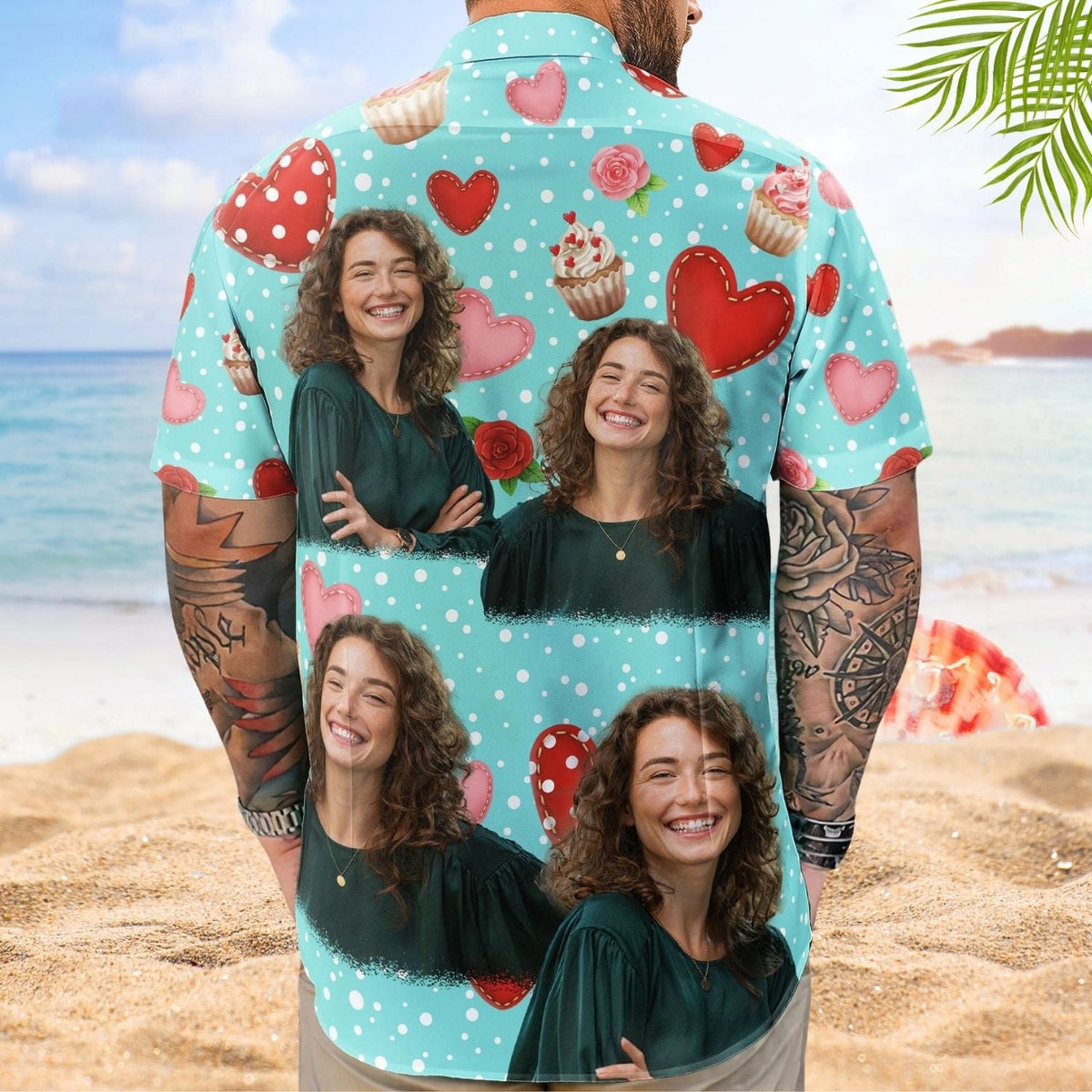 Floral Personalized Summer Cupcake Custom Photo Hawaiian Shirt For Coastal Travel And Summer Outings