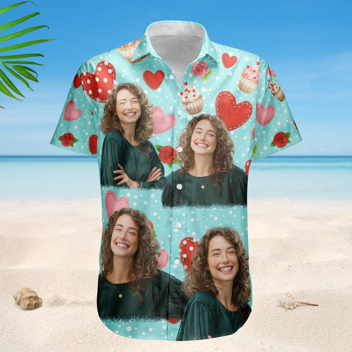 Floral Personalized Summer Cupcake Custom Photo Hawaiian Shirt For Coastal Travel And Summer Outings