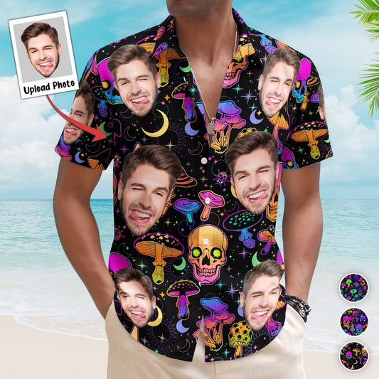Magical Mushroom Personalized Aloha Skull Gift Men Hawaiian Shirt For Summer Vacation And Beach Travel