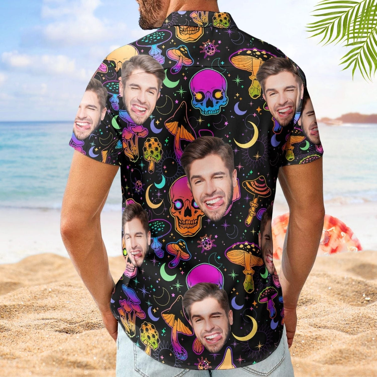 Magical Mushroom Personalized Aloha Skull Gift Men Hawaiian Shirt For Summer Vacation And Beach Travel