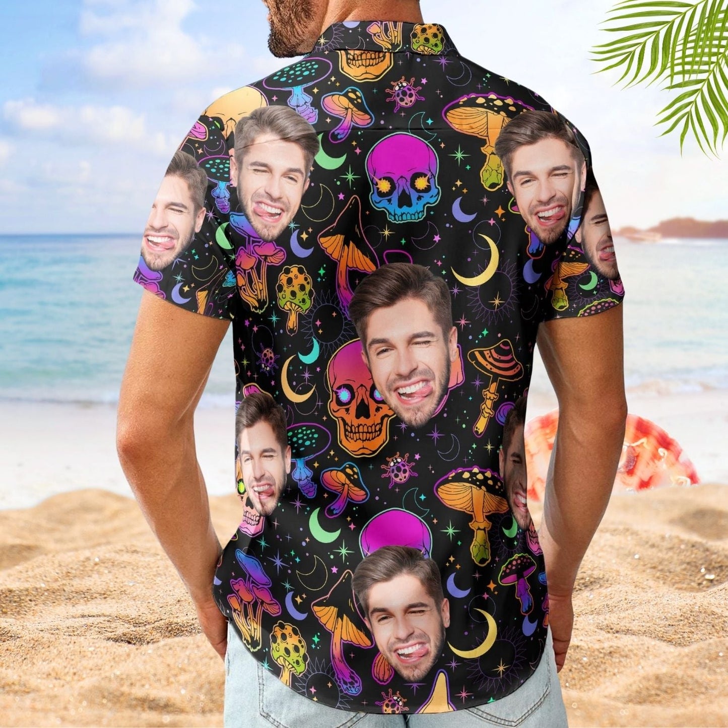Magical Mushroom Personalized Aloha Skull Gift Men Hawaiian Shirt For Summer Vacation And Beach Travel