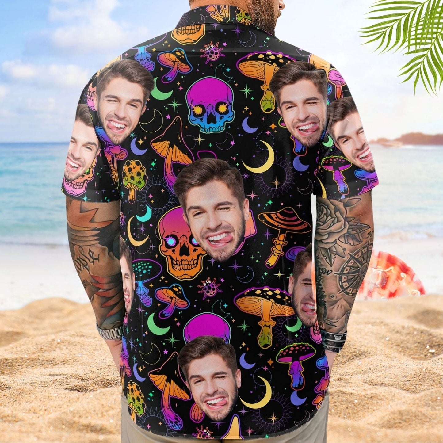Magical Mushroom Personalized Aloha Skull Gift Men Hawaiian Shirt For Summer Vacation And Beach Travel