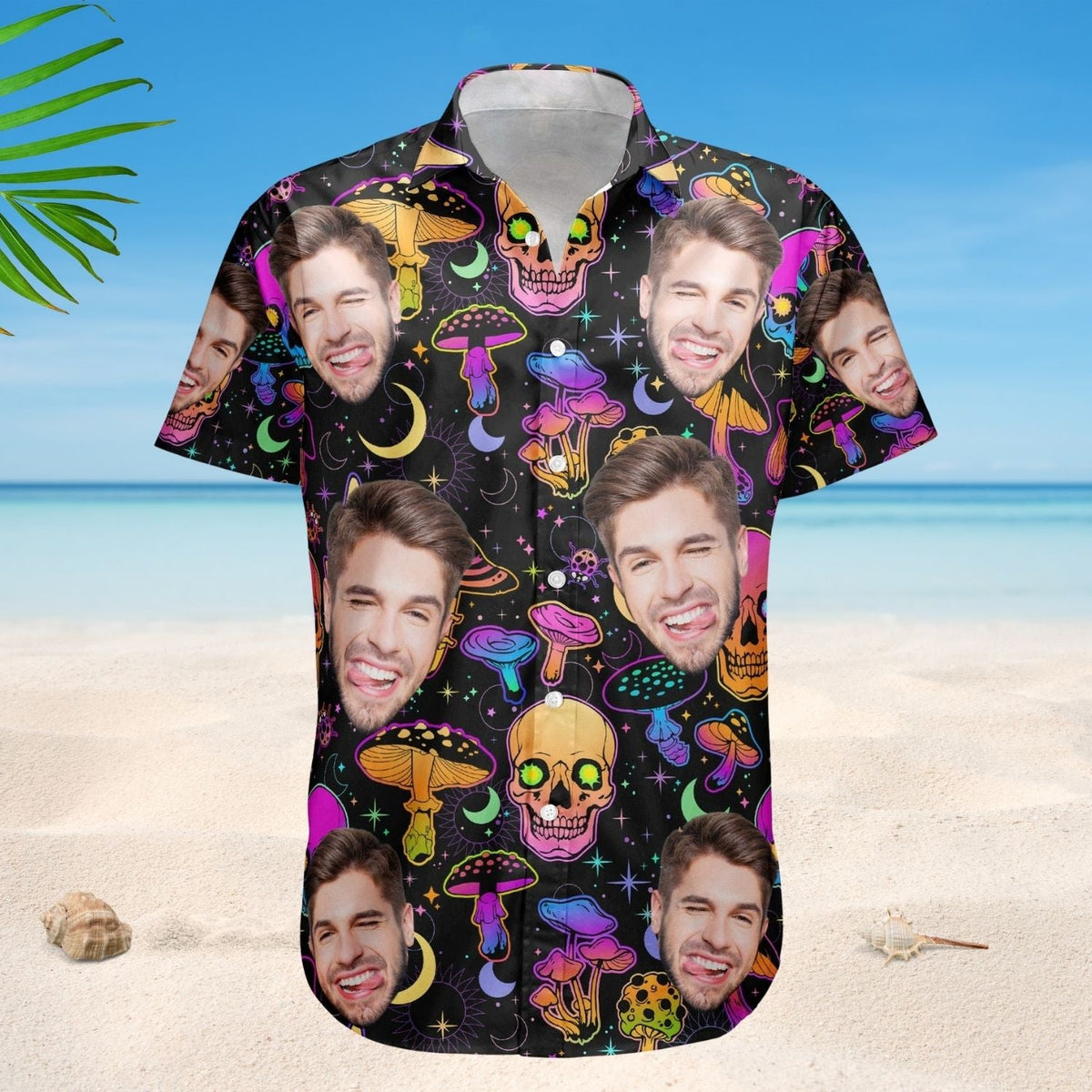 Magical Mushroom Personalized Aloha Skull Gift Men Hawaiian Shirt For Summer Vacation And Beach Travel