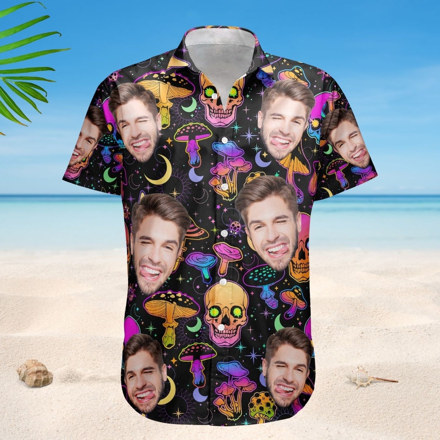 Magical Mushroom Personalized Aloha Skull Gift Men Hawaiian Shirt For Summer Vacation And Beach Travel