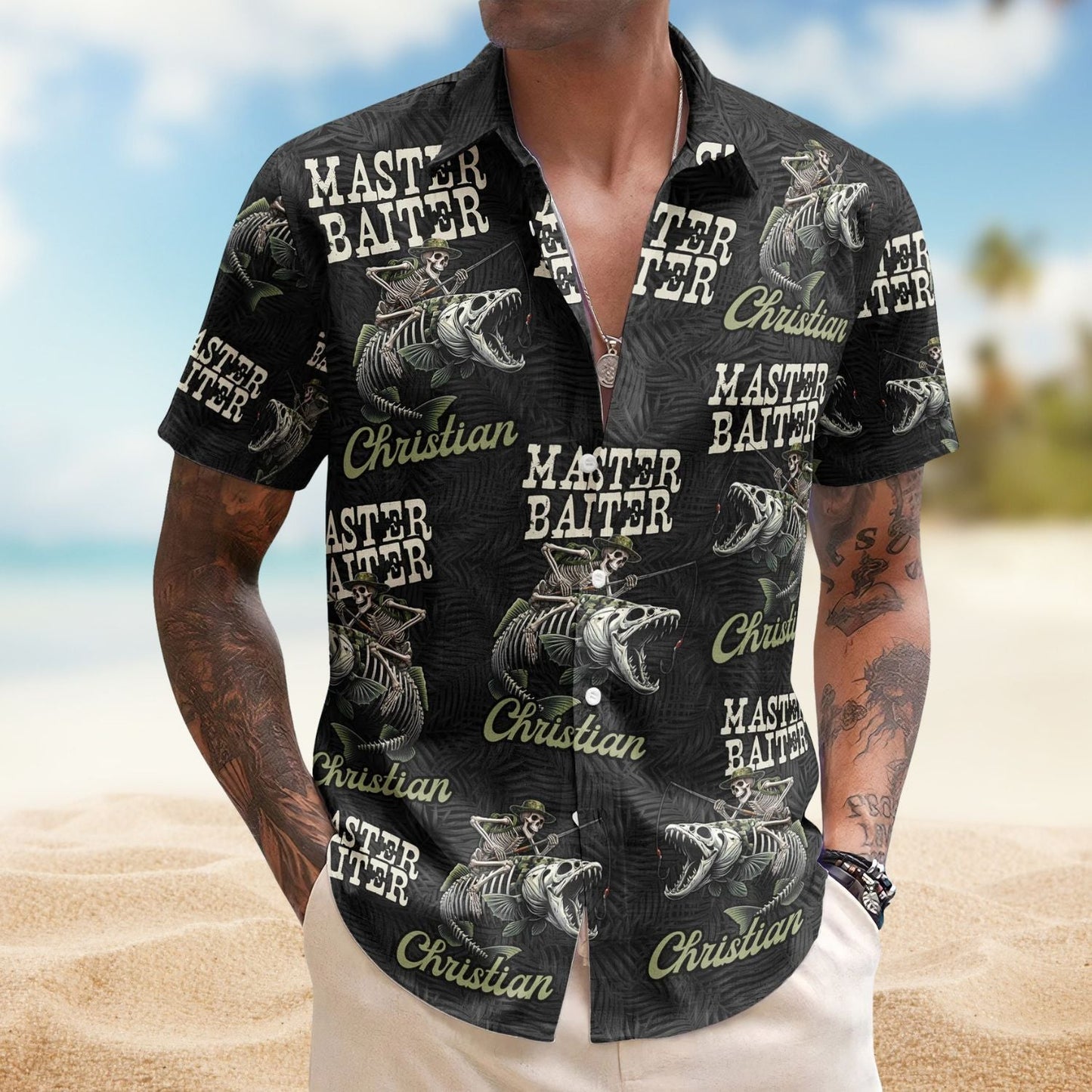 Funny Master Baiter Fishing Theme Personalized Hawaiian Shirt For Personalized Vacation Style And Beach Travel