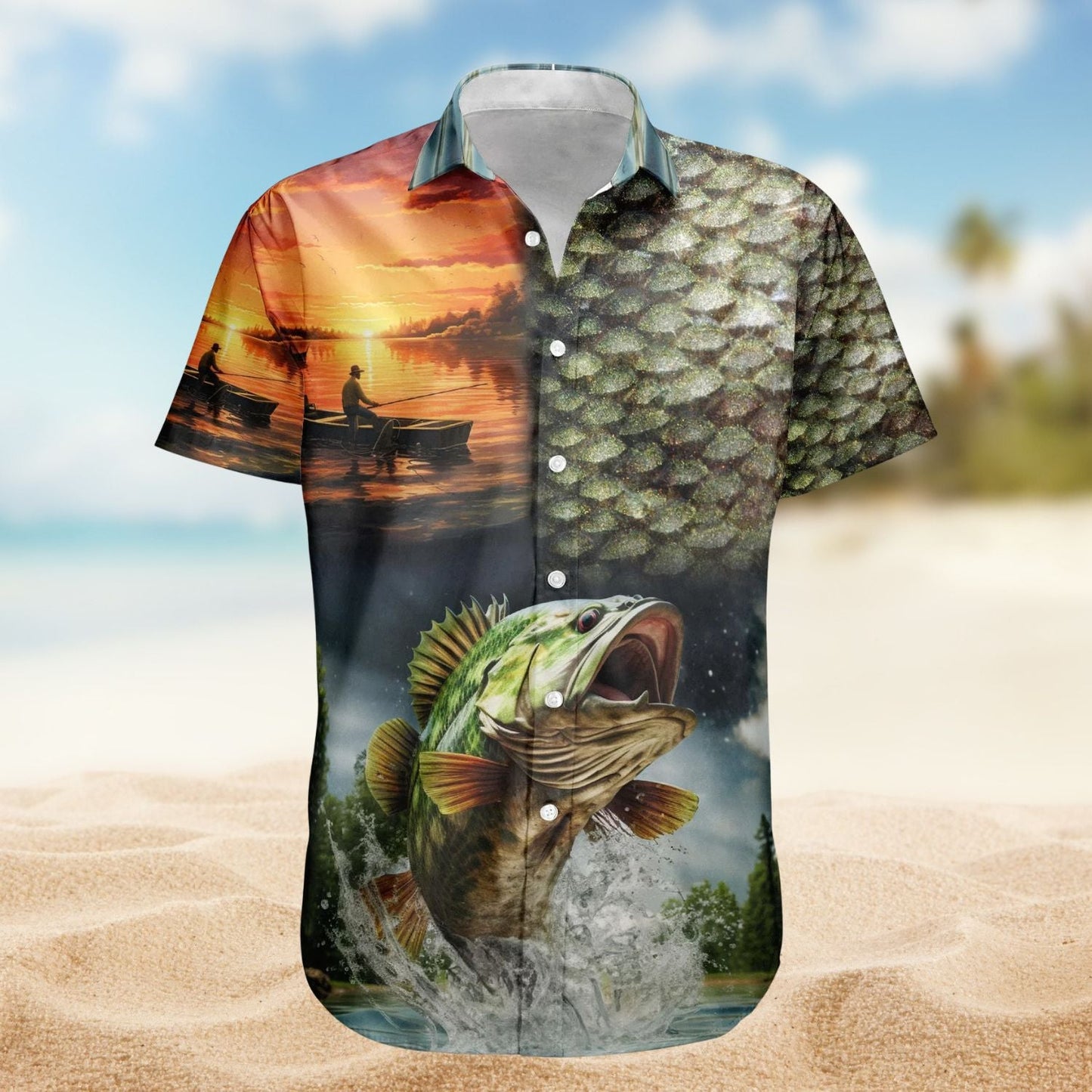 Fish Custom Photo Fishing Bass Husband Hawaiian Shirt For Custom Resort Wear And Summer Trips
