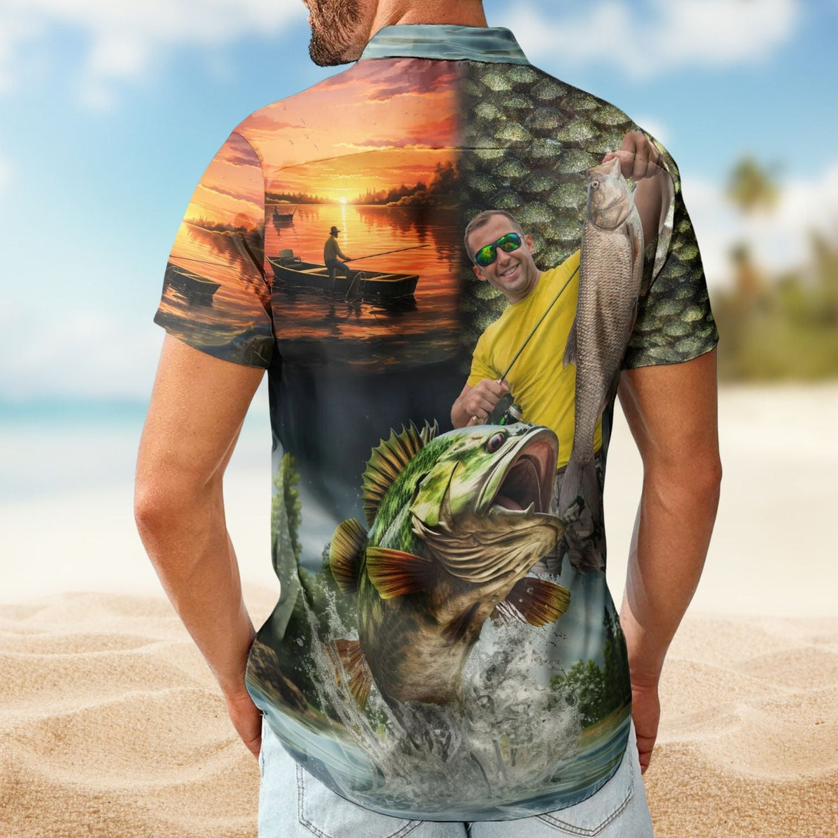 Fish Custom Photo Fishing Bass Husband Hawaiian Shirt For Custom Resort Wear And Summer Trips