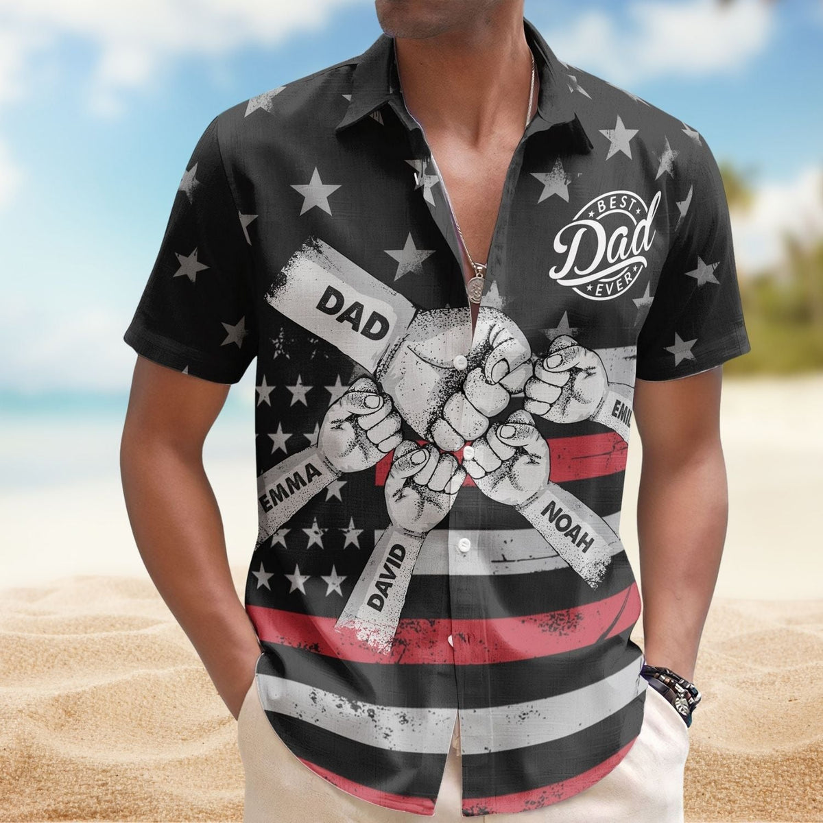 Custom Aloha Dad Fist Bump Personalized Hawaiian Shirt For Island Vacations And Everyday Style