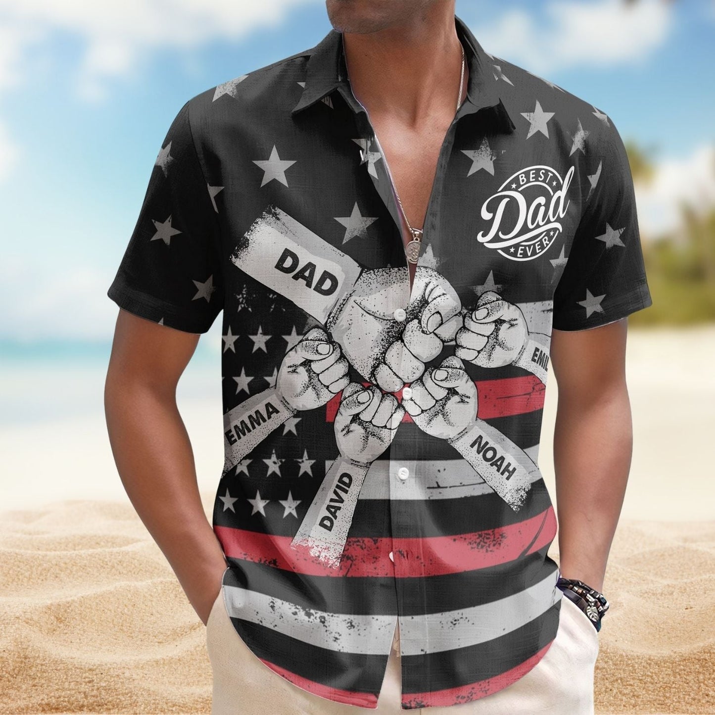 Custom Aloha Dad Fist Bump Personalized Hawaiian Shirt For Island Vacations And Everyday Style