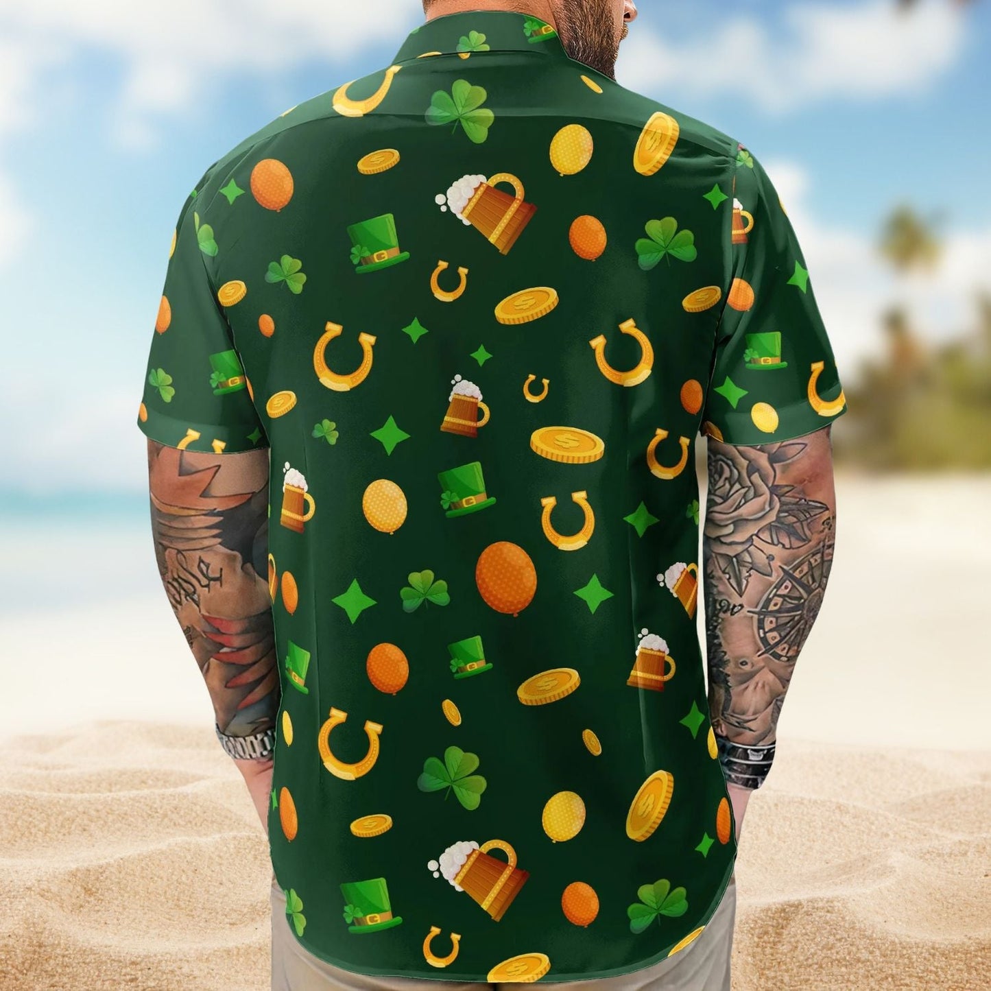 Dog Custom Pet Face St Patrick's Day Hawaiian Shirt For Coastal Travel And Summer Outings
