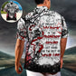 Rebellious Skull Design Hawaiian Shirt Collar And Front View For Vacation Style