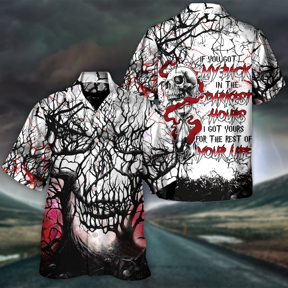 Rebellious Skull Design Hawaiian Shirt Fabric Pattern Detail For Weekend Trips