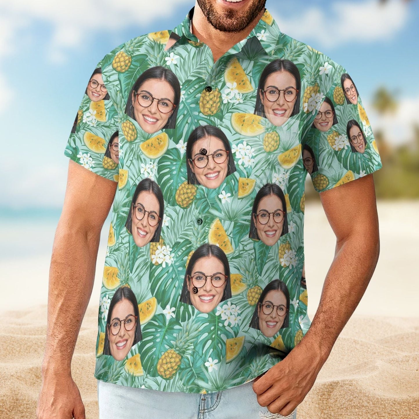 Custom Face Photo Personalized Hawaiian Shirt For Warm Weather Events And Casual Wear