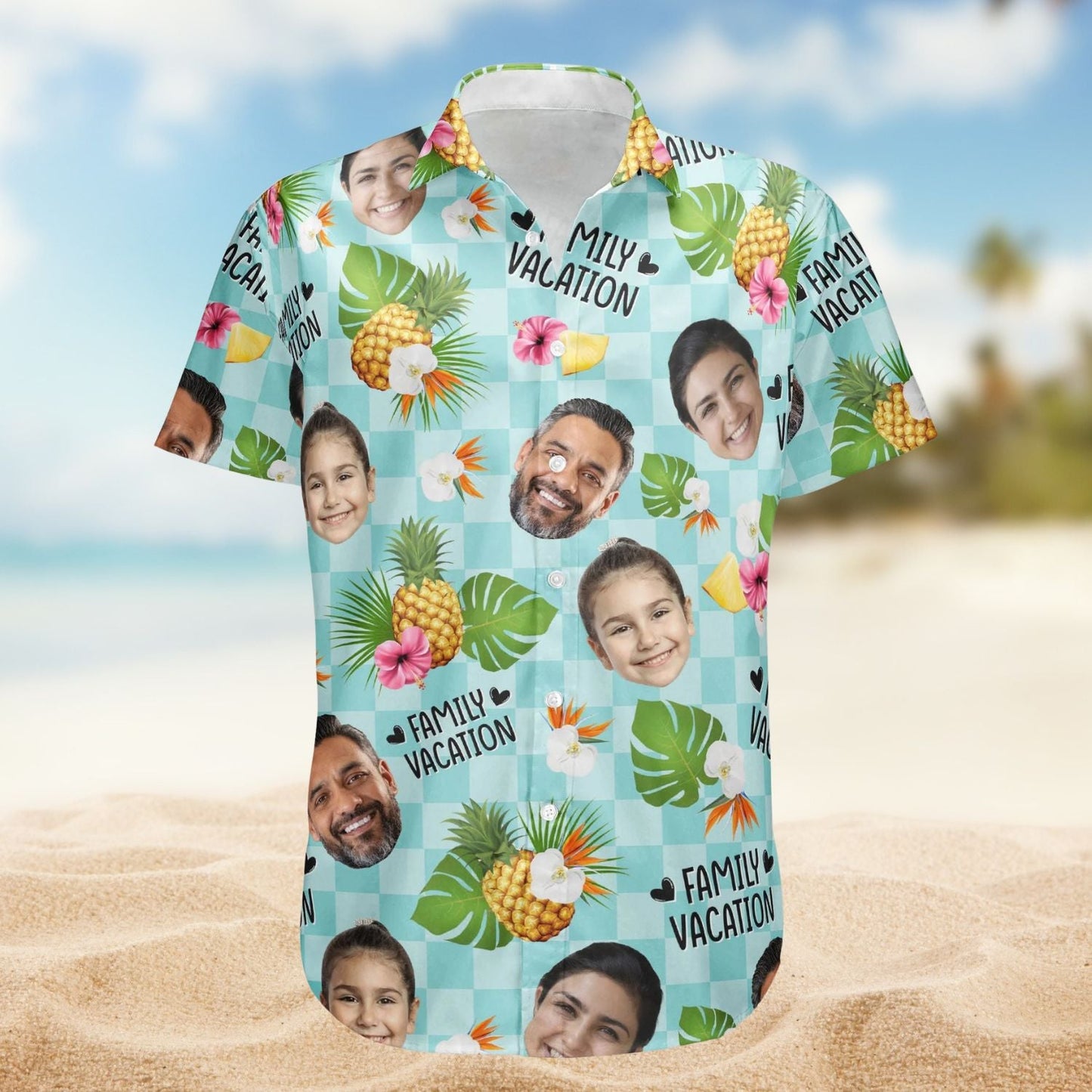 Family Vacation Matching Outfit Personalized Photo Hawaiian Shirt For Summer Vacation And Beach Travel