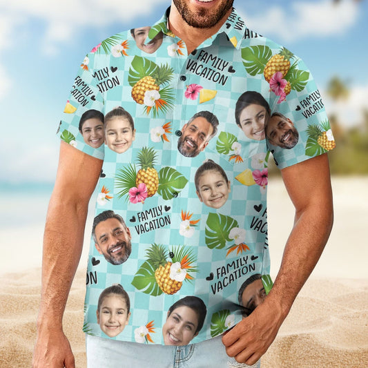 Family Vacation Matching Outfit Personalized Photo Hawaiian Shirt For Summer Vacation And Beach Travel