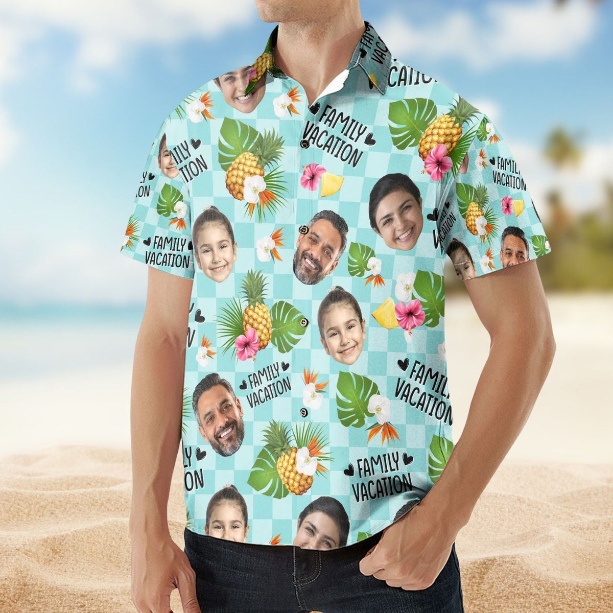 Family Vacation Matching Outfit Personalized Photo Hawaiian Shirt For Summer Vacation And Beach Travel