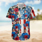 Tropical Vintage American Flag Aloha Independence Day Hawaiian Shirt For Coastal Travel And Summer Outings