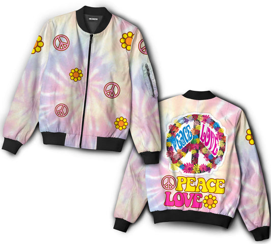 Hippie peace love daisy - Bomber jacket - BOMJ06TNH030921-Owls Matrix