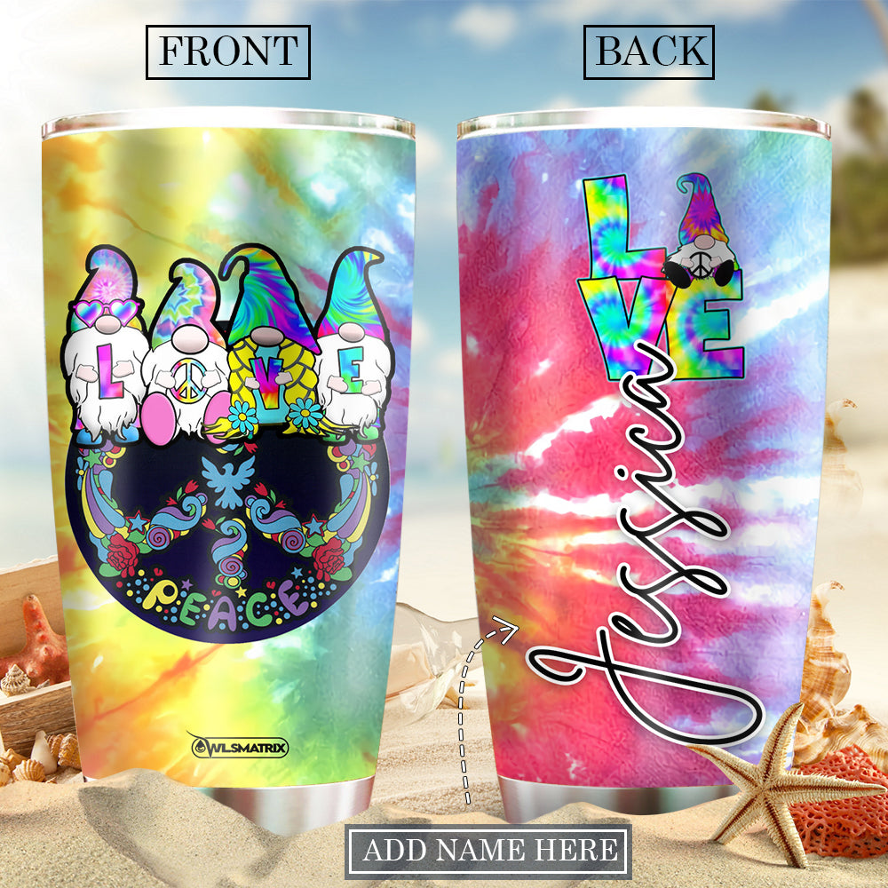Hippie Love Colorful Personalized 20 Oz Tumbler For Coffee Travel And Daily Drinks