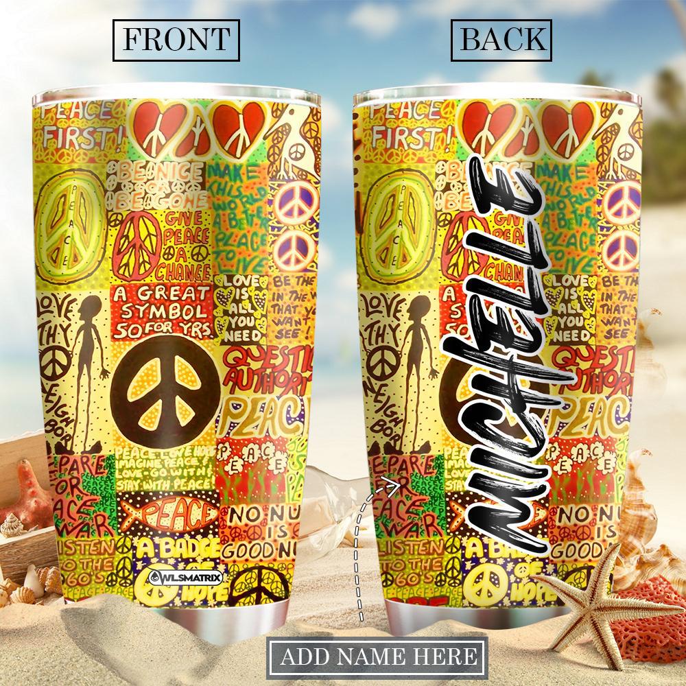 Hippie Great Symbol Personalized 20 Oz Tumbler For Coffee Travel And Daily Drinks