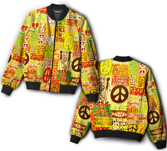 Hippie peace sign - Bomber jacket - BOMJ03NVC030921-Owls Matrix