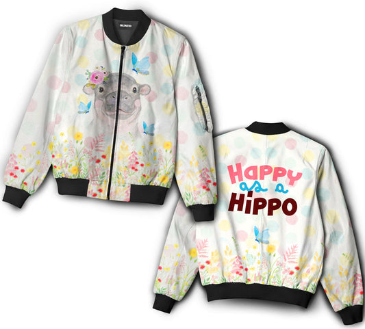 Hippo happiness - Bomber jacket - BOMJ01TNH030921 - Owls Matrix LTD