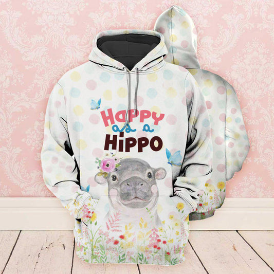 Happy Hippo Hoodie For Everyday Streetwear Seasonal Travel And Gift Giving