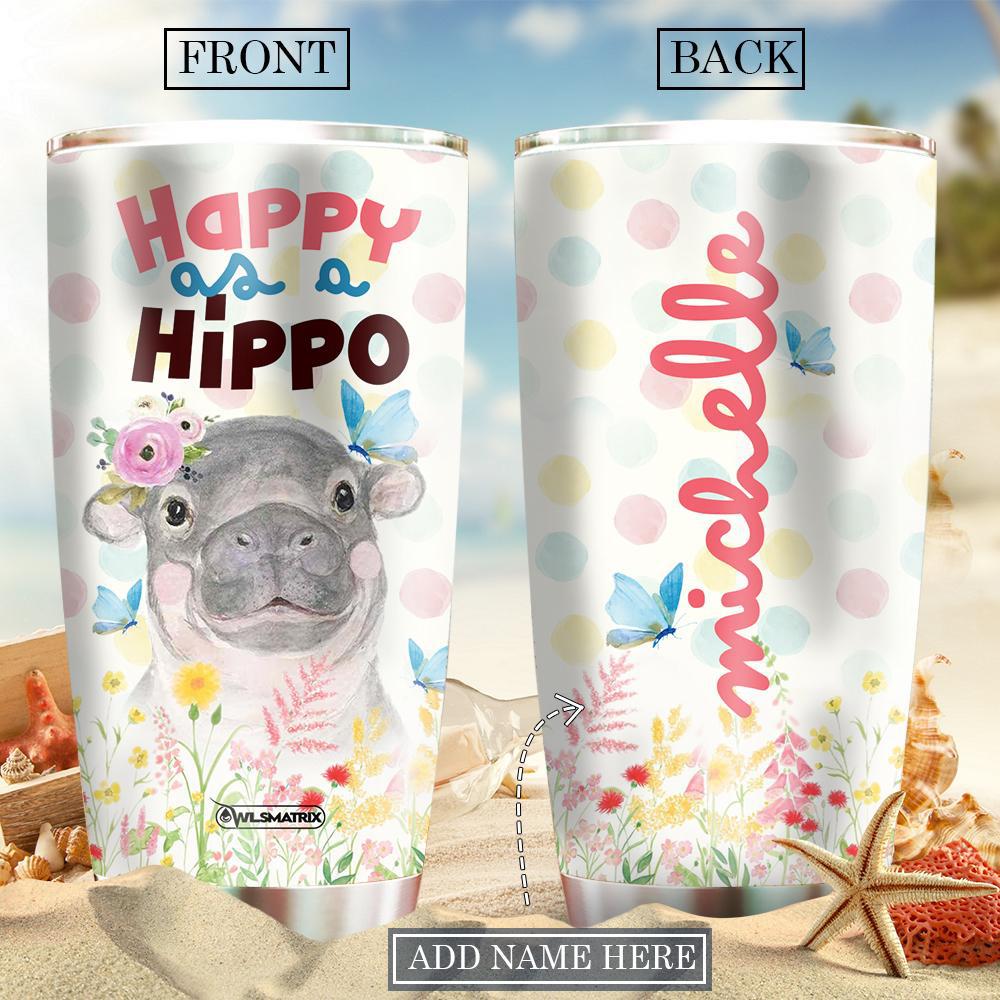 Hippo Happy Personalized 20 Oz Tumbler For Coffee Travel And Daily Drinks