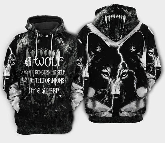 Wolf Lion Strength Hoodie For Animal Enthusiasts Outdoor Activities And Daily Wear