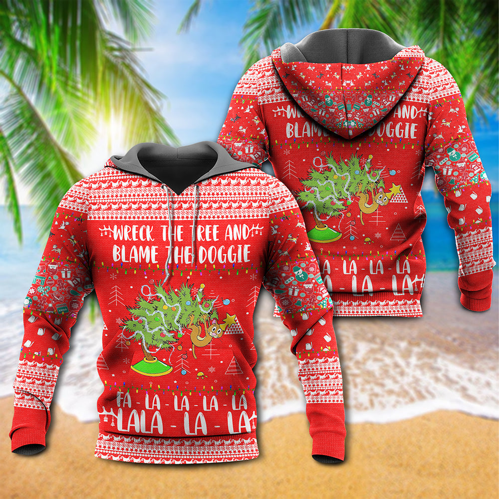 Red Cat Christmas Tree Mischief Hoodie For Christmas Gatherings Outdoor Trips And Relaxed Seasonal Style