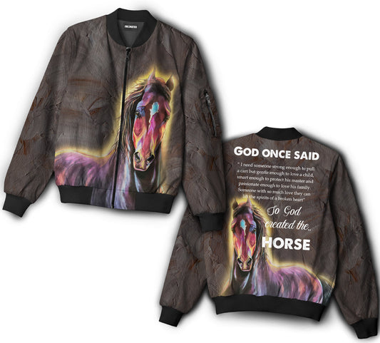 Horse god once said - Bomber jacket - BOMJ04NVC030921-Owls Matrix