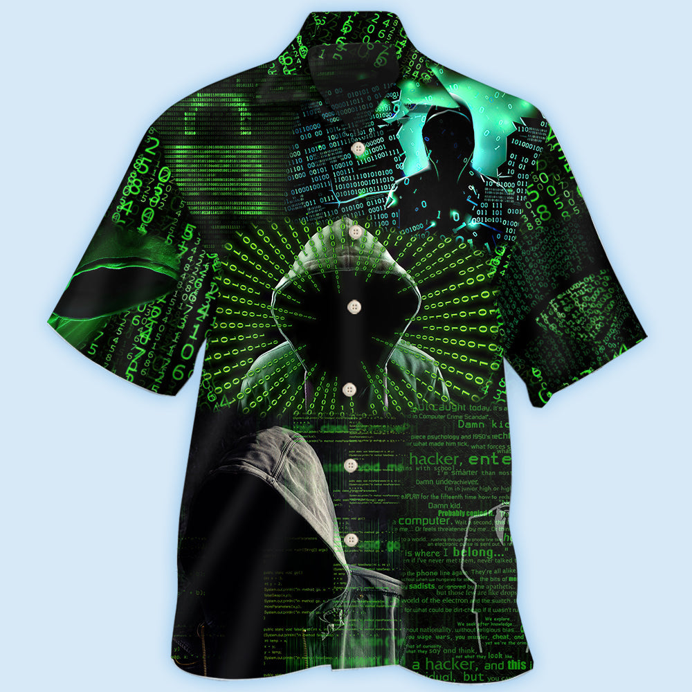 Computer Coding Pattern Hawaiian Shirt With All Over Print For Beach Vacations Casual Parties And Warm Weather Style