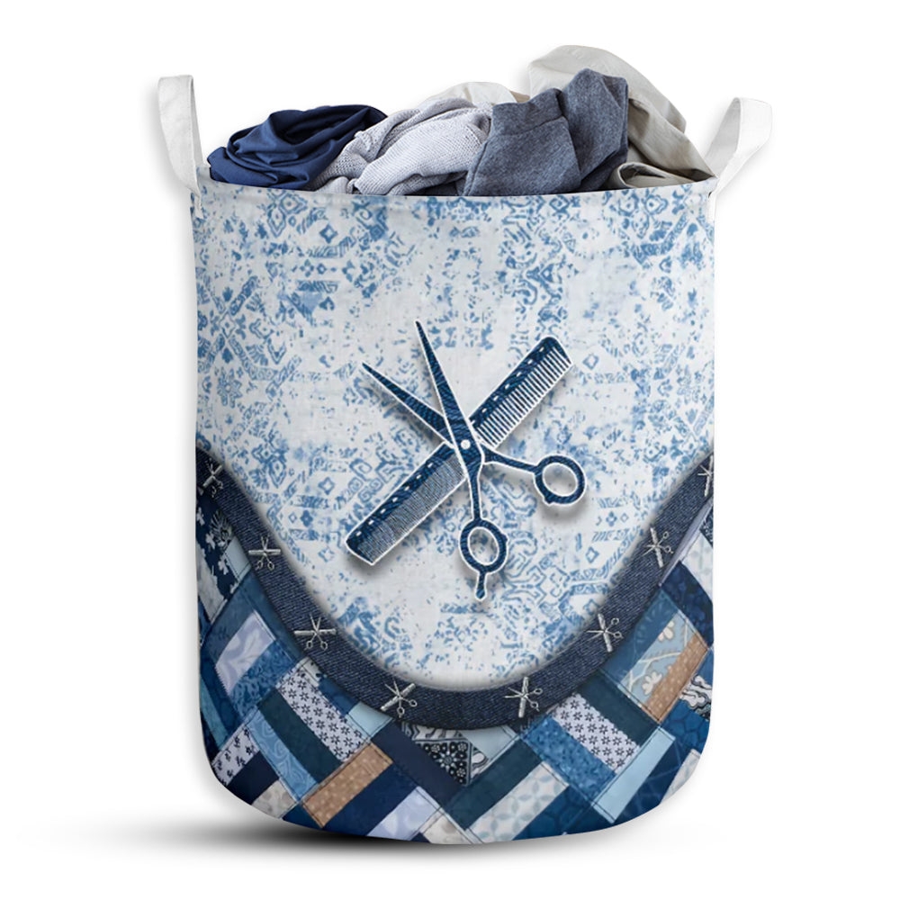 Hairstylist Blue Laundry Basket For Bathroom Bedroom Storage