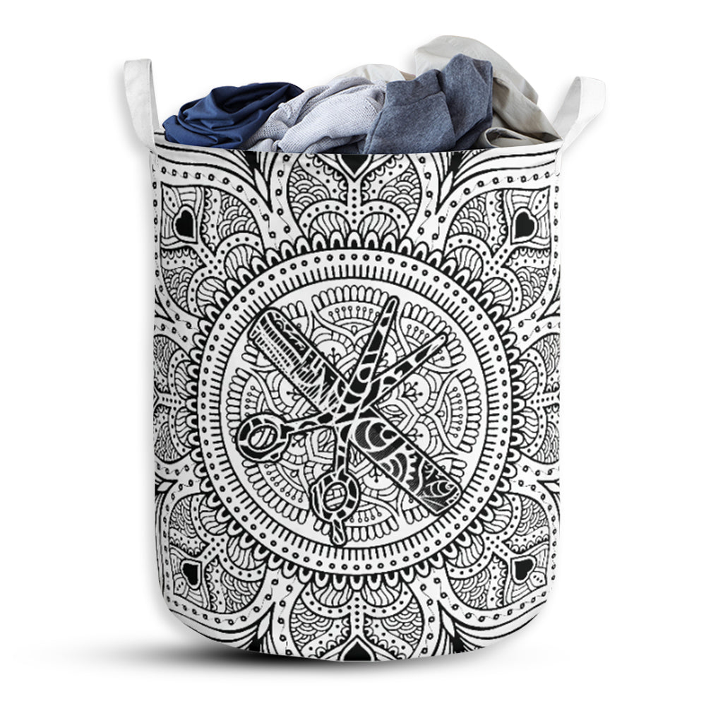 Hairstylist Mandala Style Laundry Basket For Bathroom Bedroom Storage