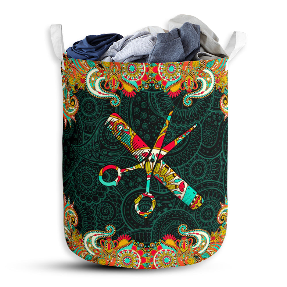 Hairstylist Mandala Colorful Laundry Basket For Bathroom Bedroom Storage