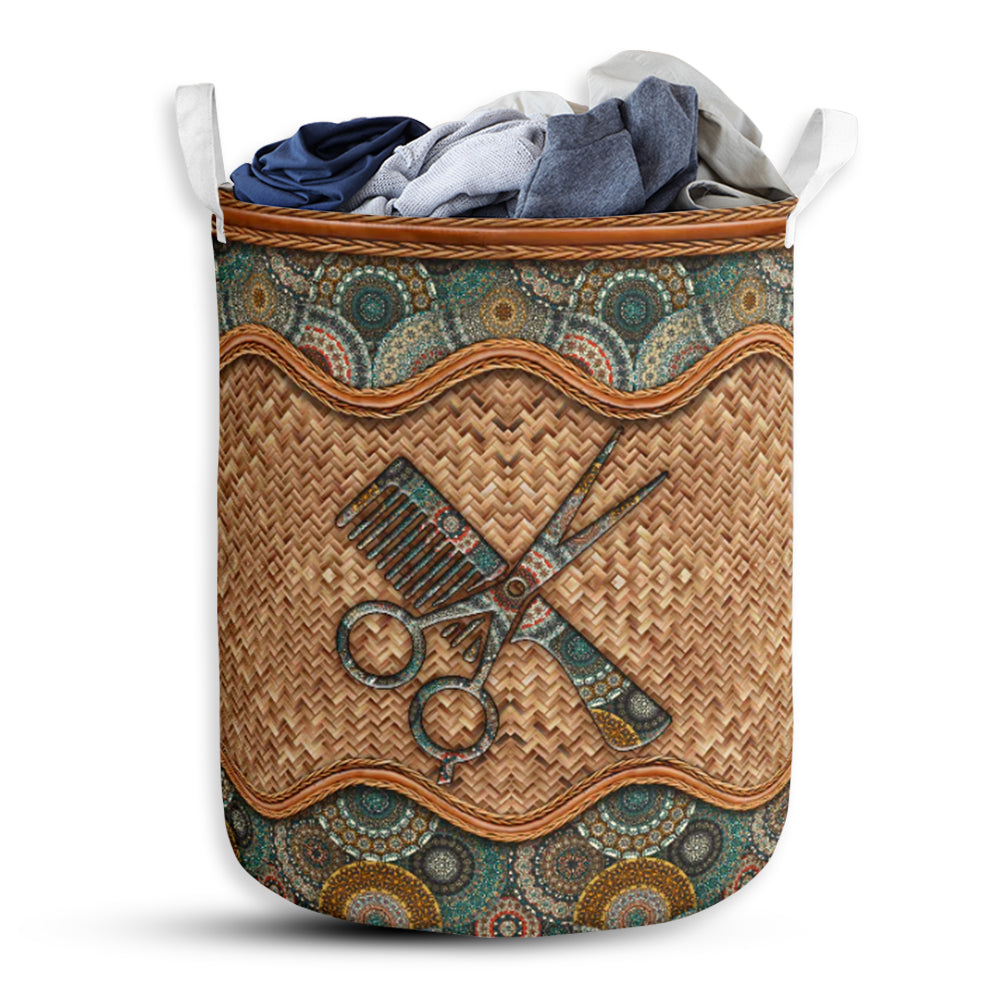 Hairstylist Rattan Mandala Laundry Basket For Bathroom Bedroom Storage