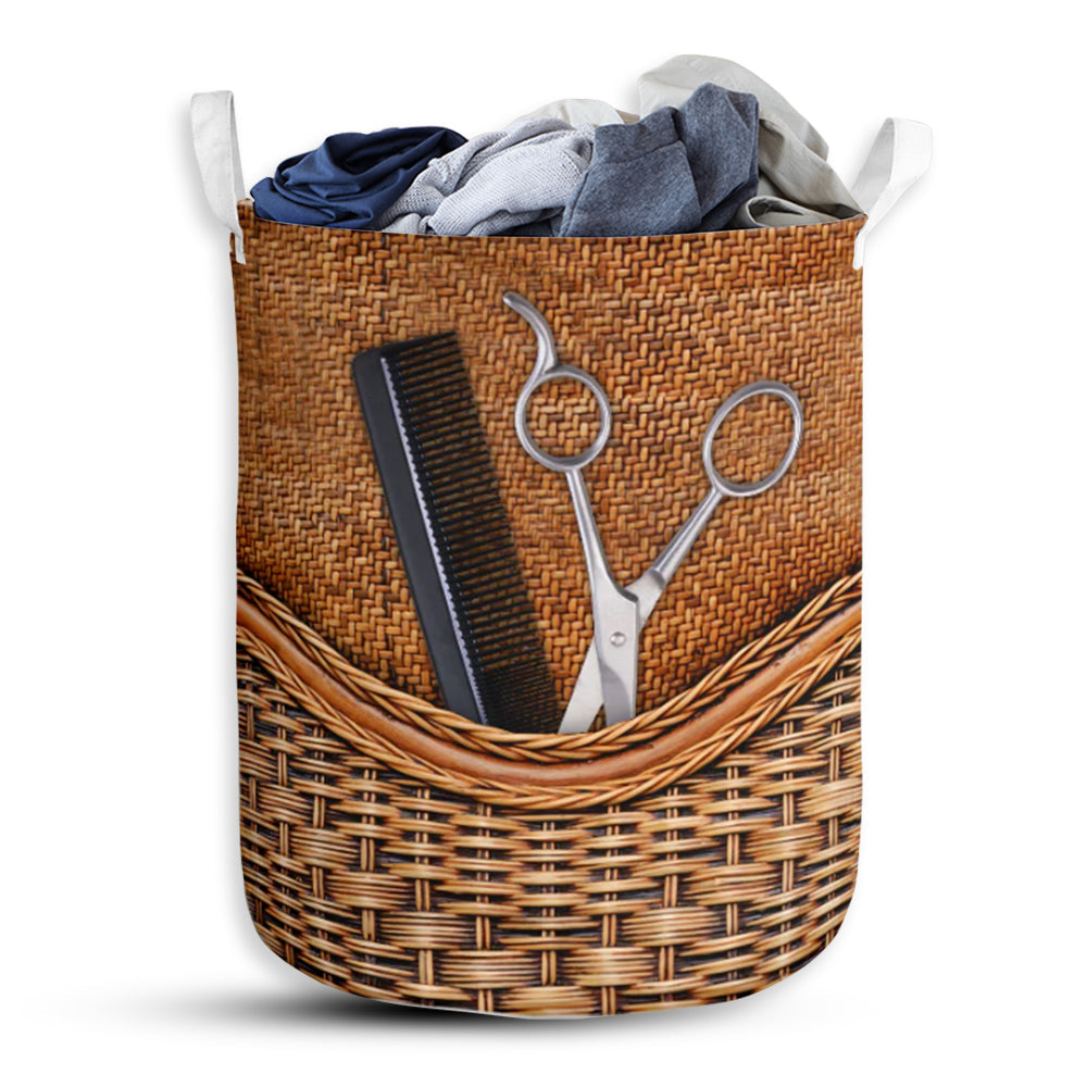 Hairstylist Rattan Texture Laundry Basket For Bathroom Bedroom Storage