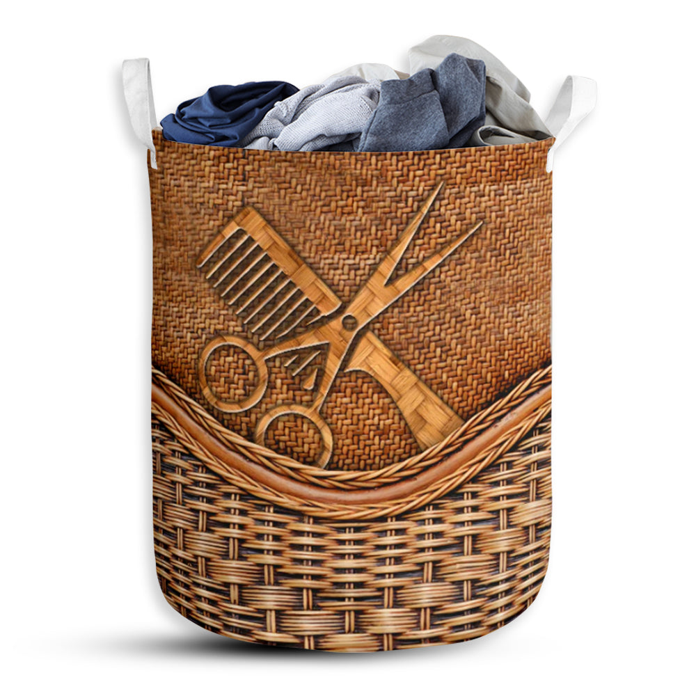 Hairstylist Rattan Texture Laundry Basket For Bathroom Bedroom Storage