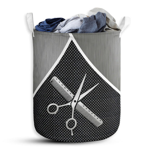 Hairstylist Silver Laundry Basket For Bathroom Bedroom Storage
