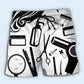 Black White Hairstylist Beach Shorts Pattern Detail For Coastal Travel And Easy Warm Weather Wear