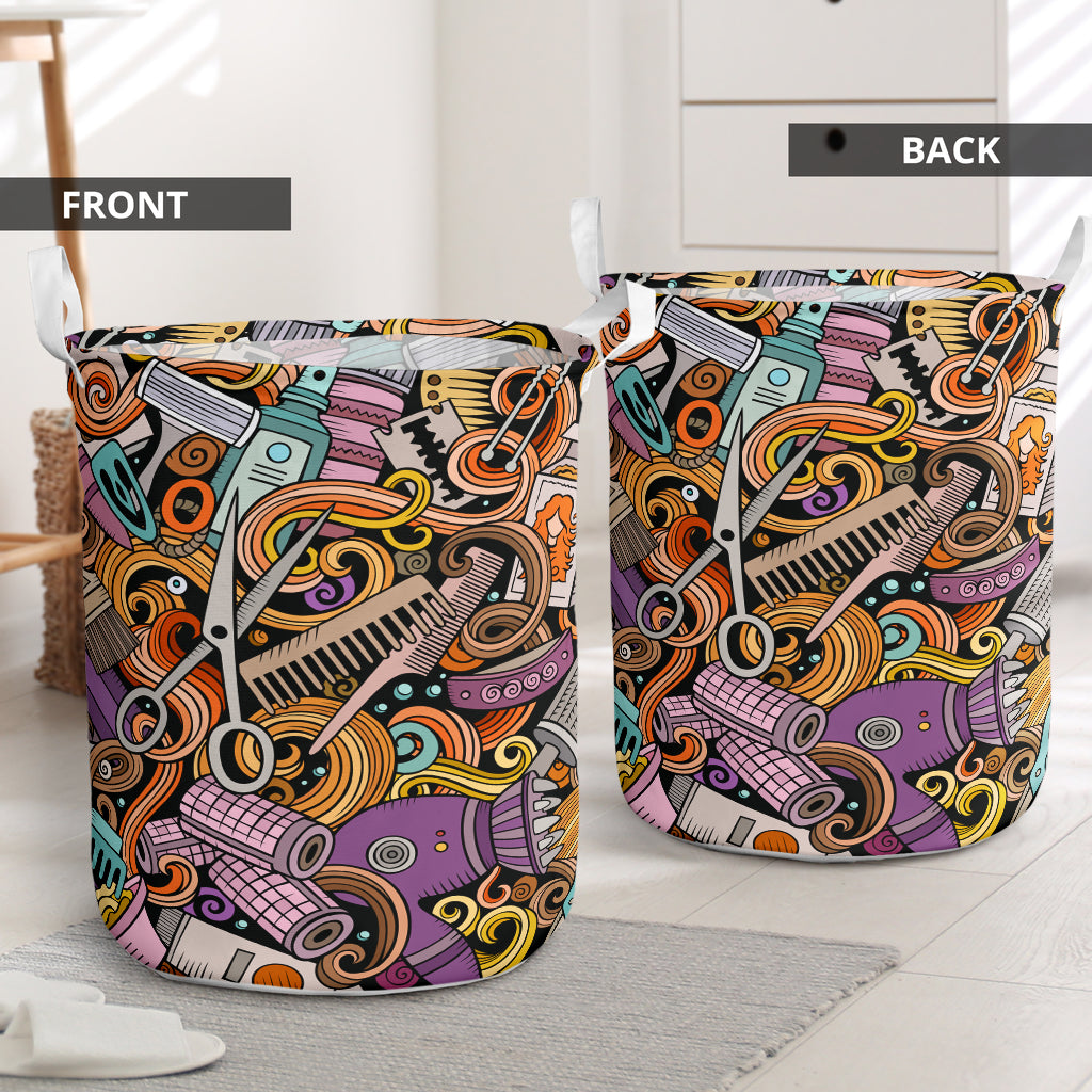 Hairstylist Doodle Laundry Basket For Room Home Organizer
