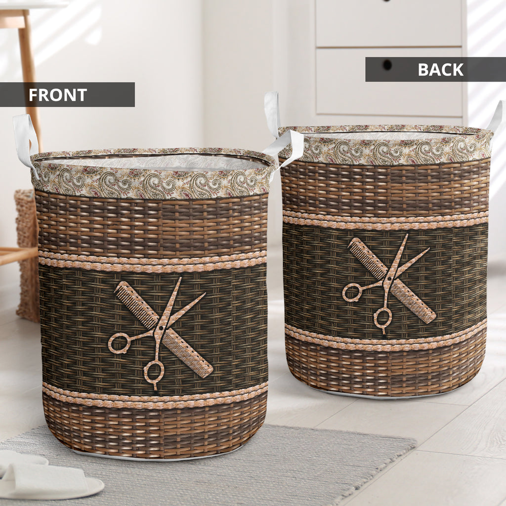 Hairstylist Fabric Border Laundry Basket For Room Home Organizer