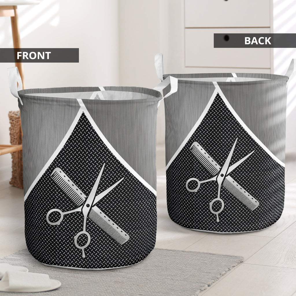 Hairstylist Silver Laundry Basket For Room Home Organizer