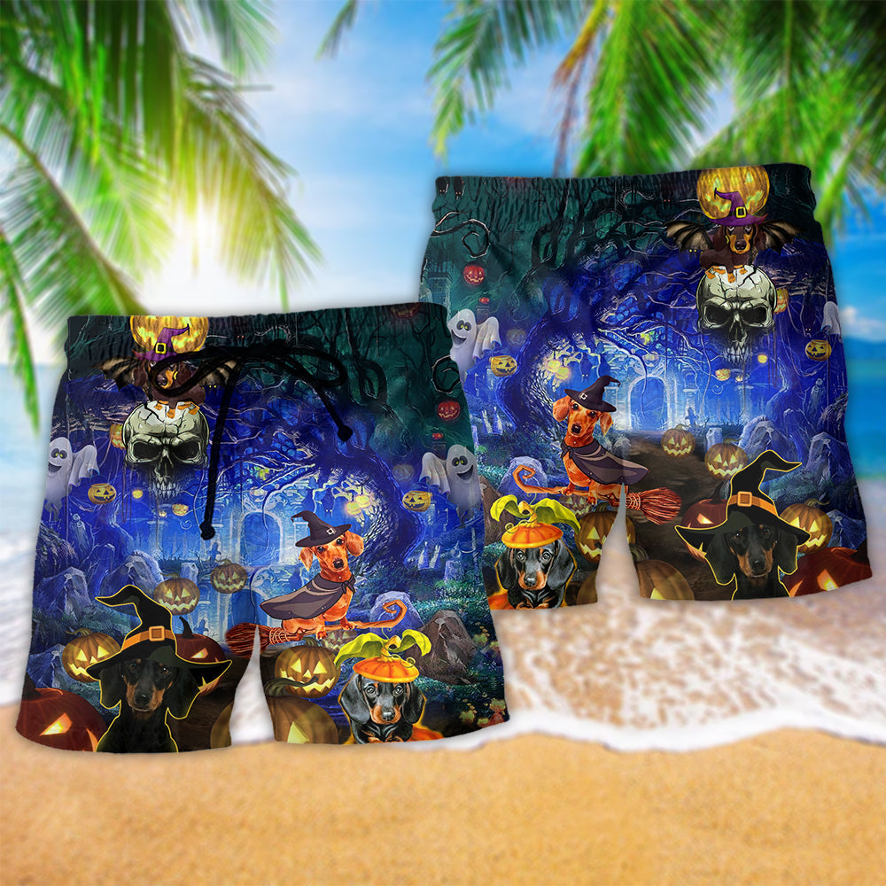 Halloween And Dogs Cool Hawaiian Print Beach Shorts For Weekend Adventures And Comfort