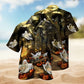 Veteran Creative Pattern Hawaiian Shirt Button Front Artwork For Coastal Travel