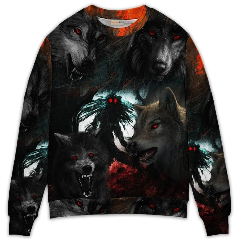 Halloween Black Wolf Night Sweater For Casual Wear Parties And Thoughtful Gifting