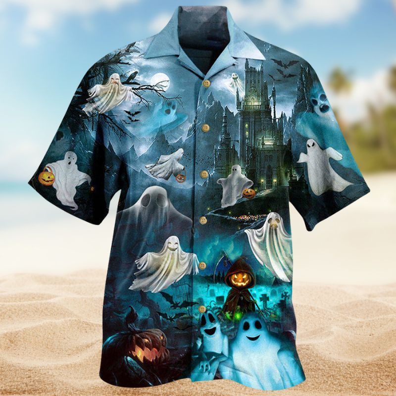 Halloween Boo Scare Hawaiian Shirt For Summer Vacation, Beach Travel, And Casual Wear