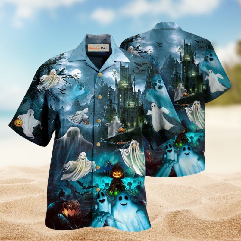Halloween Boo Scare Hawaiian Shirt For Summer Vacation, Beach Travel, And Casual Wear