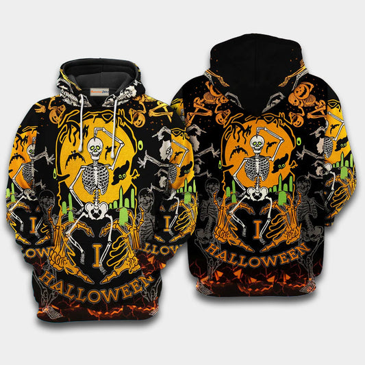 Halloween Dancing Skeleton Hoodie For Gothic Streetwear Night Events And Bold Everyday Style