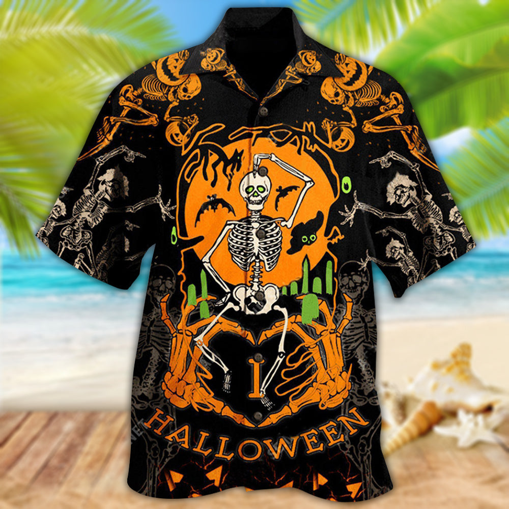 Halloween Dance Skeleton Scared Hawaiian Shirt For Summer Events And Casual Outdoor Wear